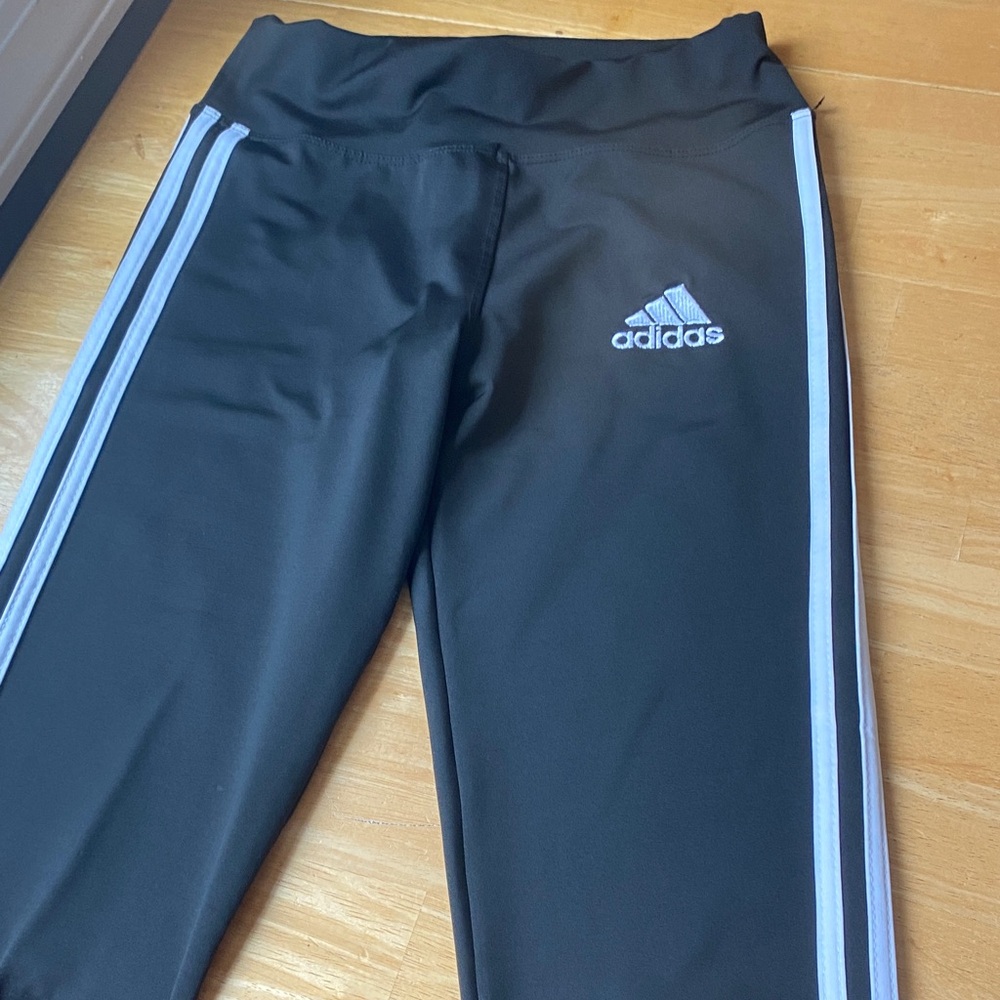 Adidas Kids Black Leggings with White Stripes